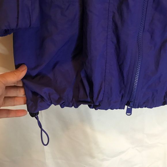 Athleta x Allyson Felix Purple Long Packable Lightweight Windbreaker hood Sz L - Picture 6 of 15